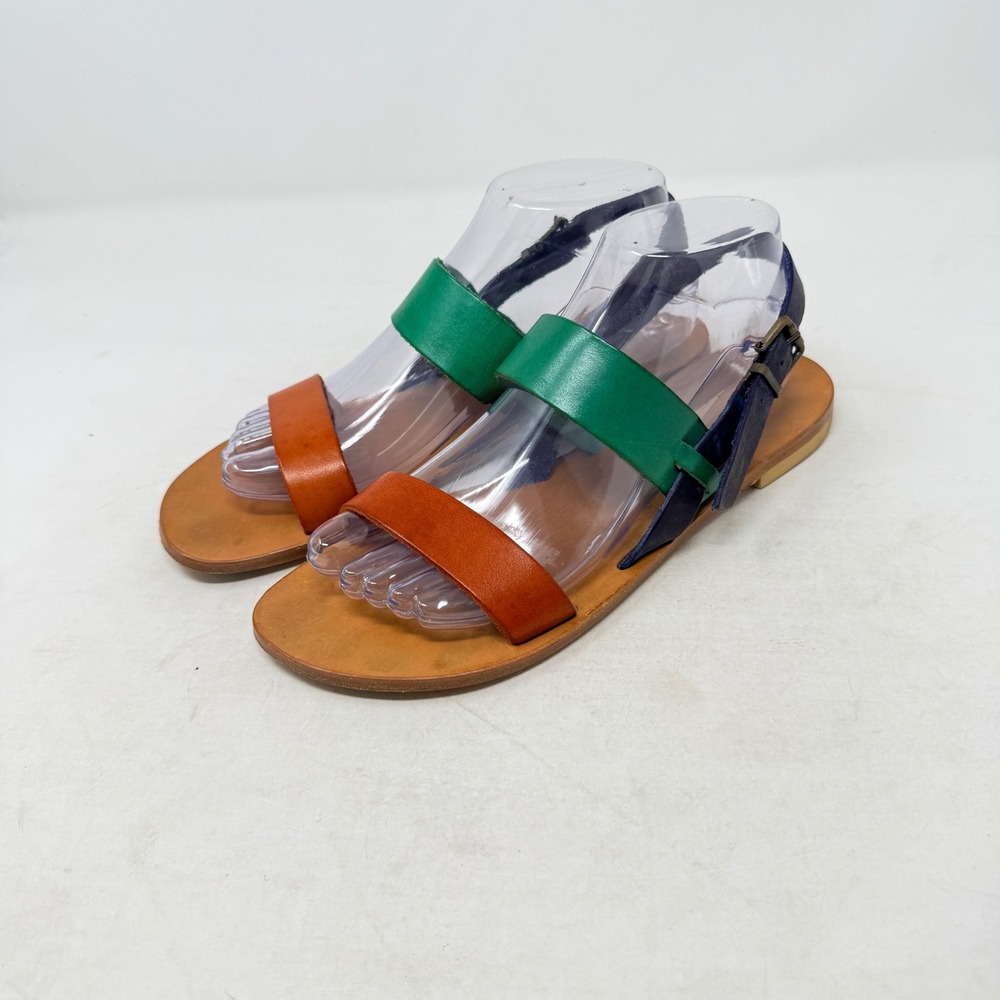 Sesto Meucci Strappy Flat Sandals Multicolor Size 9 Italian Leather Boho Casual